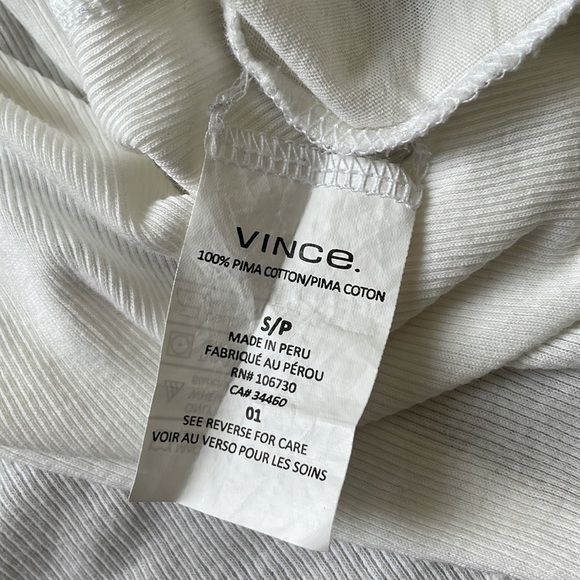 Vince oversized white ribbed back super soft pima cotton tee - Picture 6 of 9